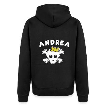 Piratin Andrea Design für Mädchen und Frauen - Unisex Premium Bio Zip Hoodie - Schwarz - Hinten - Nico (187cm)