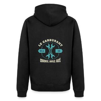 Le carburant de la vie t-shirt mécanicien cadeau - Veste à capuche bio Premium Unisexe - noir - Dos - Nico (187cm)