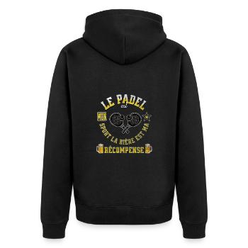 Le padel est mon sport la bière est ma récompense - Veste à capuche bio Premium Unisexe - noir - Dos - Nico (187cm)