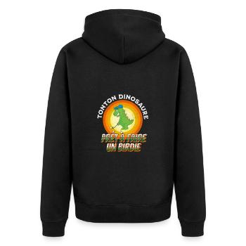 Tonton dinosaure prêt à faire un birdie t-shirt - Veste à capuche bio Premium Unisexe - noir - Dos - Nico (187cm)