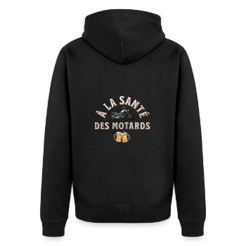 Homme humour moto apéro bière cadeau pour motard - Veste à capuche bio Premium Unisexe - noir - Dos - Nico (187cm)