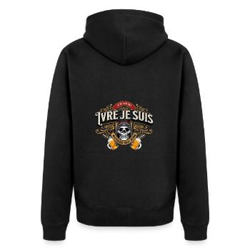 Humour bière apéro moto homme cadeau pour motard - Veste à capuche bio Premium Unisexe - noir - Dos - Nico (187cm)