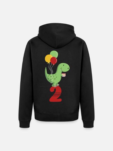Anden Birthday Boy T Rex Dinosaur - Premium økologisk unisex-hættejakke - sort