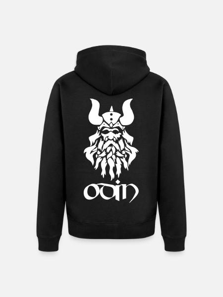 Dio norvegese Odino (bianco) - Felpa con cappuccio ecologica premium unisex - nero