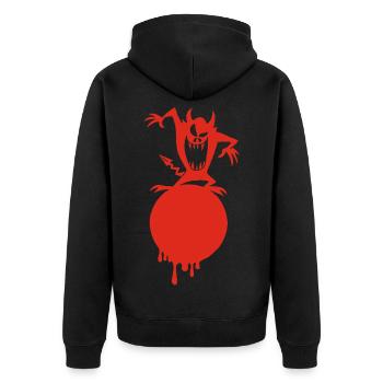 Das Monster auf dem roten Planeten - Unisex Premium Bio Zip Hoodie - Schwarz - Hinten - Nico (187cm)