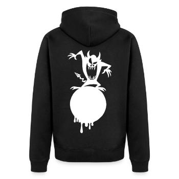 Das Monster auf dem weißen Planeten - Unisex Premium Bio Zip Hoodie - Schwarz - Hinten - Nico (187cm)