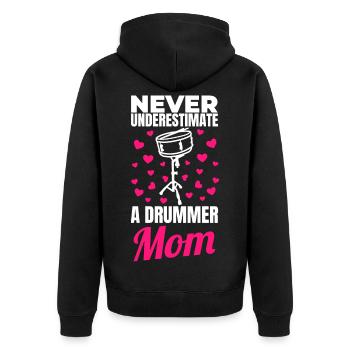 Drum Player Mother - Unisex Premium Organic Zip Hoodie - black - Back - Nico (187cm)