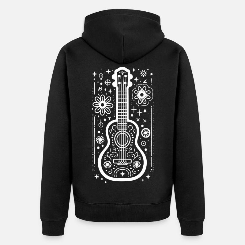 Dessin de ukulélé - Veste à capuche bio Premium Unisexe - noir
