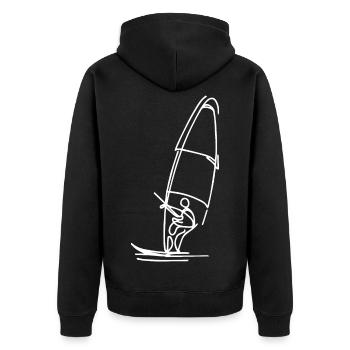 Croquis de planche à voile - Veste à capuche bio Premium Unisexe - noir - Dos - Nico (187cm)