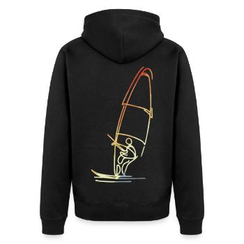 Windsurfer Skizze Vintage - Unisex Premium Bio Zip Hoodie - Schwarz - Hinten - Nico (187cm)