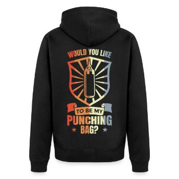 Punching Bag Joke - Unisex Premium Organic Zip Hoodie - black - Back - Nico (187cm)