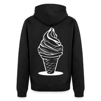 Croquis de cornet de crème glacée - Veste à capuche bio Premium Unisexe - noir - Dos - Nico (187cm)