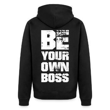 BE YOUR OWN - Unisex Premium Organic Zip Hoodie - black - Back - Nico (187cm)