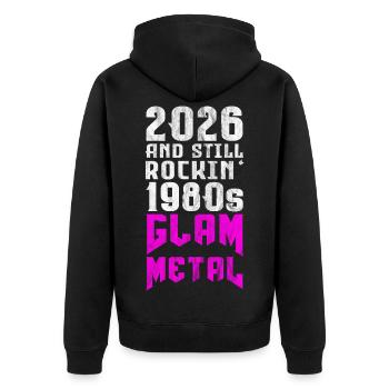 80er Jahre Glam Metal Retro Design - Unisex Premium Bio Zip Hoodie - Schwarz - Hinten - Nico (187cm)