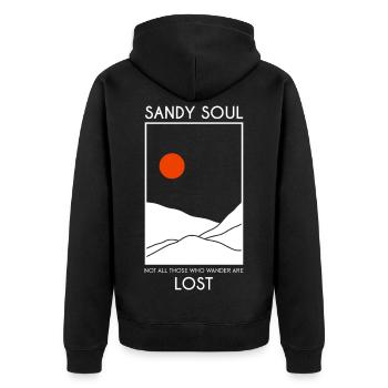 Sand deserts / sand dunes with red sun - Unisex Premium Organic Zip Hoodie - black - Back - Nico (187cm)