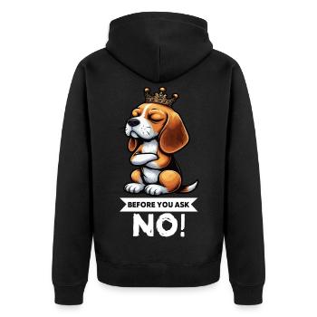 Before You Ask Beagle Beaglebesitzer Beaglehalter - Unisex Premium Bio Zip Hoodie - Schwarz - Hinten - Nico (187cm)