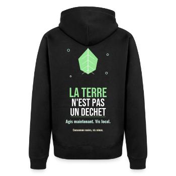 La Terre N'est Pas Un Déchet - Veste à capuche bio Premium Unisexe - noir - Dos - Nico (187cm)