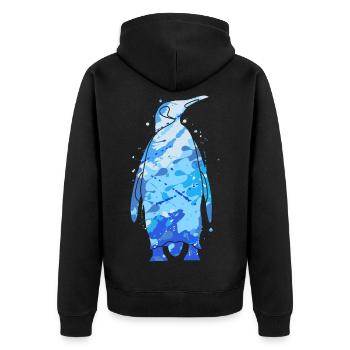 Pinguine bunt Jungen Herren Kinder Pinguin - Unisex Premium Bio Zip Hoodie - Schwarz - Hinten - Nico (187cm)