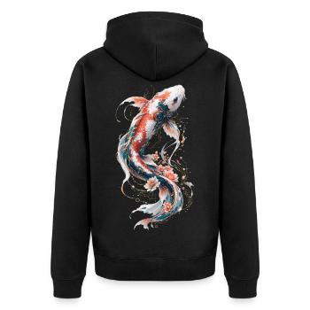 Koi mécanique florale - Veste à capuche bio Premium Unisexe - noir - Dos - Nico (187cm)