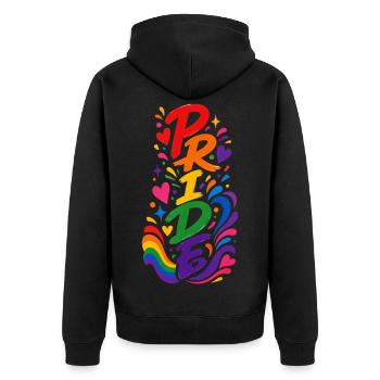 Pride Month Outfit Geschenk für Frauen Männer - Unisex Premium Bio Zip Hoodie - Schwarz - Hinten - Nico (187cm)