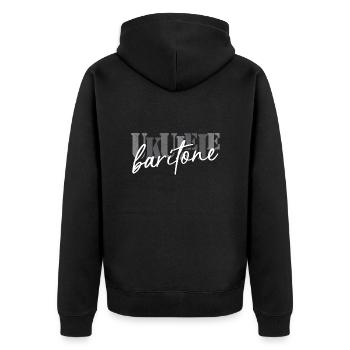 Baritone ukulele schwarz weiß - Unisex Premium Bio Zip Hoodie - Schwarz - Hinten - Nico (187cm)