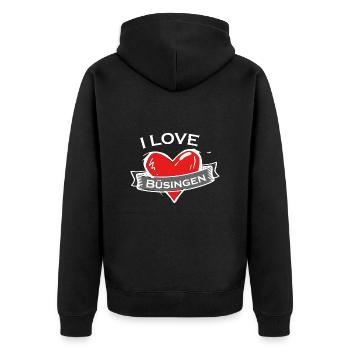Büsingen - Ich liebe Stadtnamen in Tattoo Stil - Unisex Premium Bio Zip Hoodie - Schwarz - Hinten - Nico (187cm)
