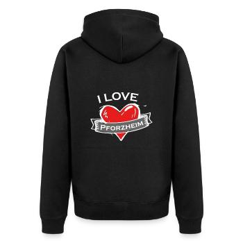 Pforzheim - Ich liebe Stadtnamen in Tattoo Stil - Unisex Premium Bio Zip Hoodie - Schwarz - Hinten - Nico (187cm)