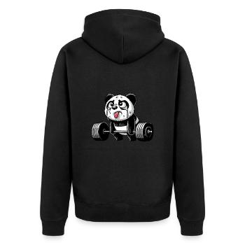 Panda Strength Training: Humorous - Unisex Premium Organic Zip Hoodie - black - Back - Nico (187cm)