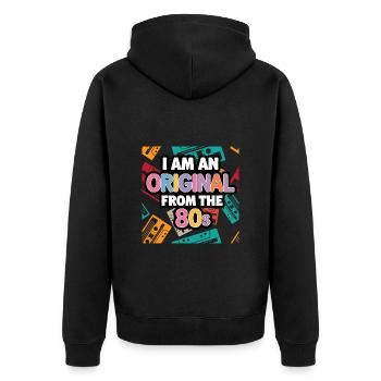 80er Jahre Musikkassette Cool Original Geburtstag - Unisex Premium Bio Zip Hoodie - Schwarz - Hinten - Nico (187cm)