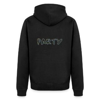 Party #party, Party tshirt - Unisex Premium Organic Zip Hoodie - black - Back - Nico (187cm)