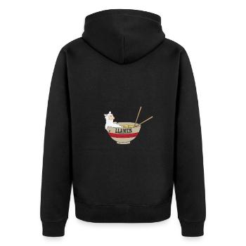 Lama dans les nouilles ramen asiatiques - Veste à capuche bio Premium Unisexe - noir - Dos - Nico (187cm)