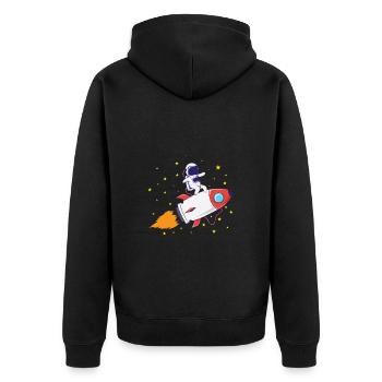 Astronaut on rocket - Unisex Premium Organic Zip Hoodie - black - Back - Nico (187cm)