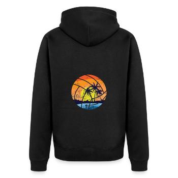 Beachvolleyball Profi Team Spieler Sand - Unisex Premium Bio Zip Hoodie - Schwarz - Hinten - Nico (187cm)