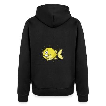 Cowfish Longhorn Suitcase Aquarium - Unisex Premium Organic Zip Hoodie - black - Back - Nico (187cm)