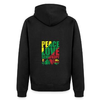 Peace Love Schafkopf Kartenspiel Spielkarte - Unisex Premium Bio Zip Hoodie - Schwarz - Hinten - Nico (187cm)
