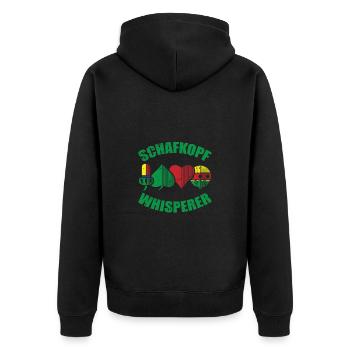 Schafkopf Whisperer Kartenspiel Spielkarte - Unisex Premium Bio Zip Hoodie - Schwarz - Hinten - Nico (187cm)