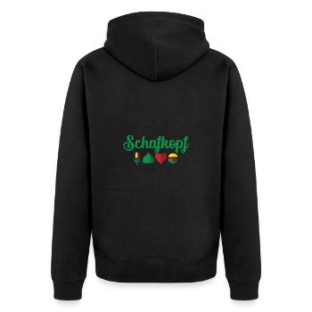 Schafkopf Farben vom deutschen Blatt Spielkarten - Unisex Premium Bio Zip Hoodie - Schwarz - Hinten - Nico (187cm)