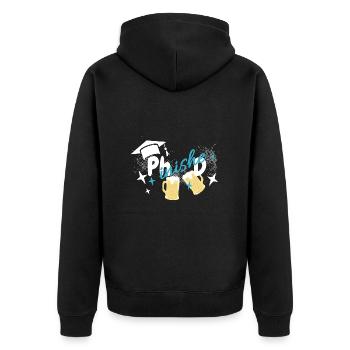 Abschluss Doktor Phinished Bier - Unisex Premium Bio Zip Hoodie - Schwarz - Hinten - Nico (187cm)