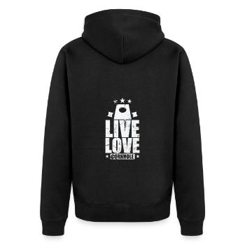 Live Love Cornhole Spiel Freizeit Hobby - Unisex Premium Bio Zip Hoodie - Schwarz - Hinten - Nico (187cm)