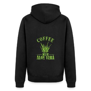 Coffee and Aloe Vera Cream Cosmetics Natural - Unisex Premium Organic Zip Hoodie - black - Back - Nico (187cm)
