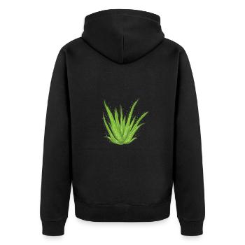 Aloe Vera Creme Kosmetik Natur - Unisex Premium Bio Zip Hoodie - Schwarz - Hinten - Nico (187cm)