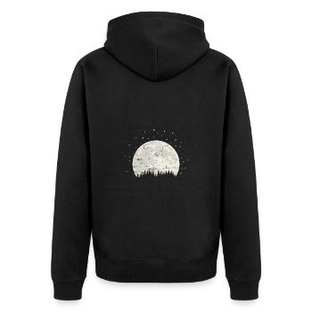 Lune derrière la lumière du ciel des montagnes - Veste à capuche bio Premium Unisexe - noir - Dos - Nico (187cm)