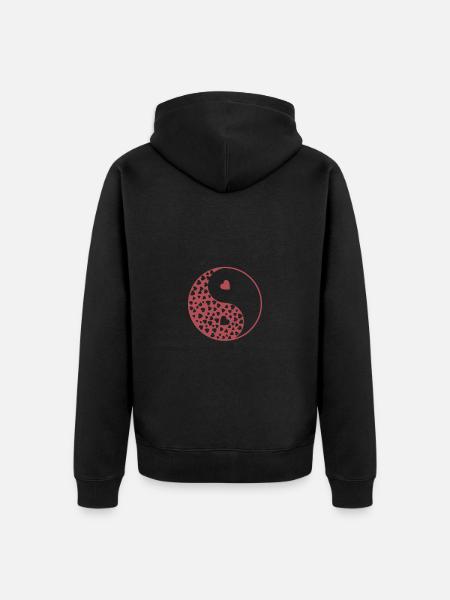 Hearts Yin and Yang Harmony - Unisex Premium Organic Zip Hoodie - black