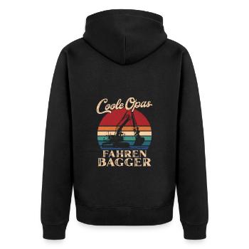 Coole Opas fahren Bagger Retro Großvater - Unisex Premium Bio Zip Hoodie - Schwarz - Hinten - Nico (187cm)