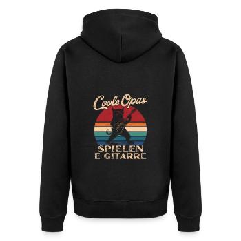 Cool Grandpas Playing Electric Guitar Retro Grandpa - Unisex Premium Organic Zip Hoodie - black - Back - Nico (187cm)