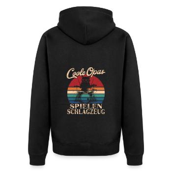 Coole Opas spielen Schlagzeug Retro Großvater - Unisex Premium Bio Zip Hoodie - Schwarz - Hinten - Nico (187cm)