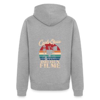 Coole Opas drehen Filme Retro Großvater - Unisex Premium Bio Zip Hoodie - Grau meliert - Hinten - Nico (187cm)