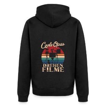 Coole Opas drehen Filme Retro Großvater - Unisex Premium Bio Zip Hoodie - Schwarz - Hinten - Nico (187cm)