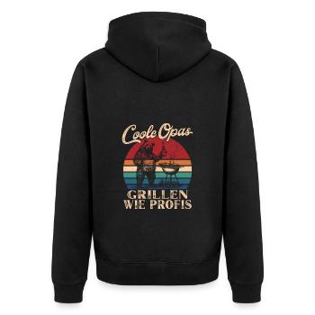 Cool Grandpas Grilling Retro Grandpa - Unisex Premium Organic Zip Hoodie - black - Back - Nico (187cm)