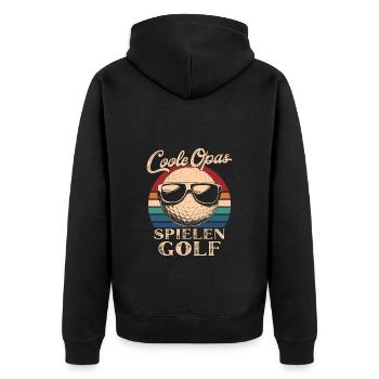 Cool Grandpas Playing Golf Retro Grandfather - Unisex Premium Organic Zip Hoodie - black - Back - Nico (187cm)